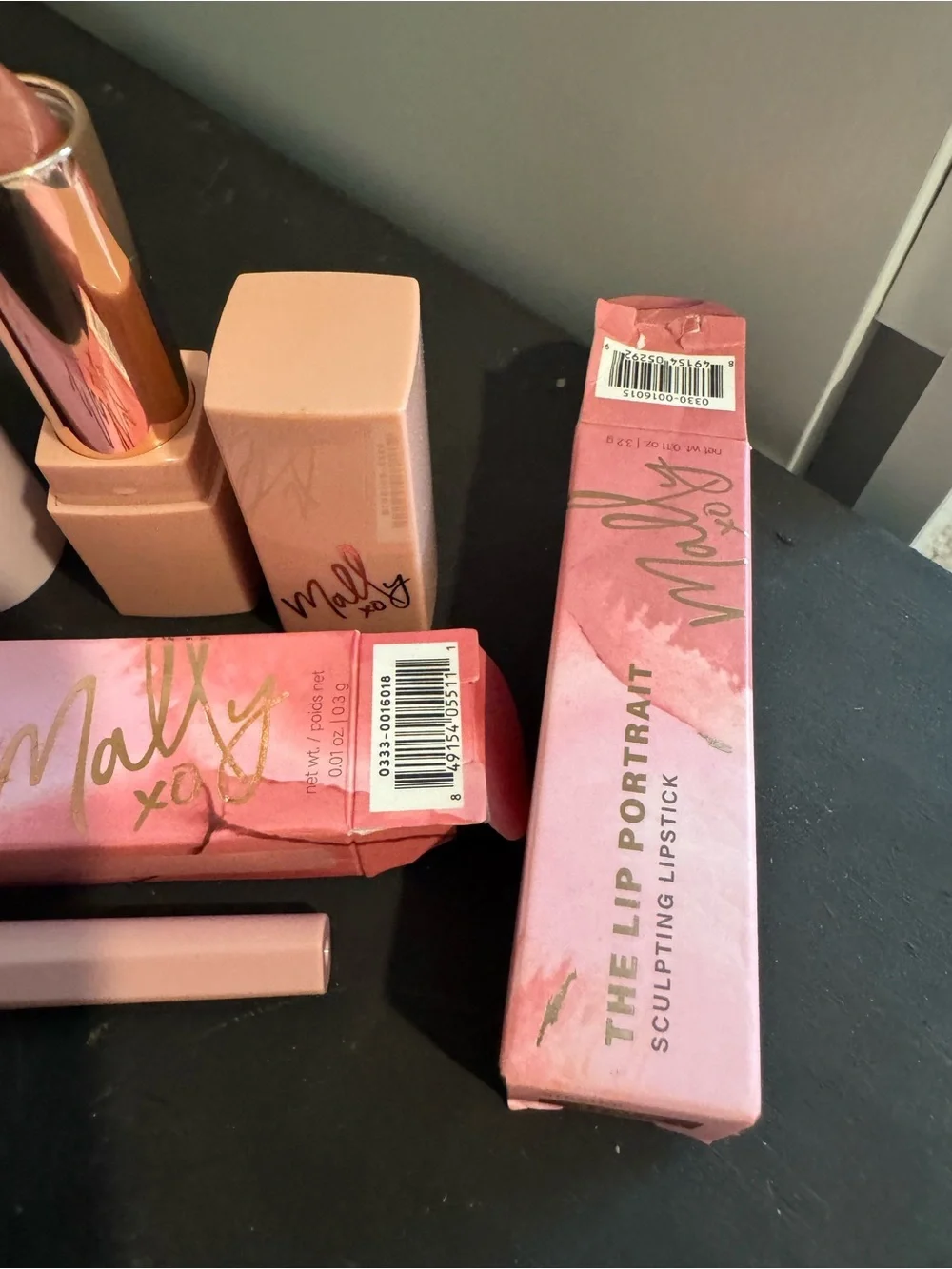 Mally Beauty Pink Nude Lipstick, Lip Liner Duo and Cheek Stick